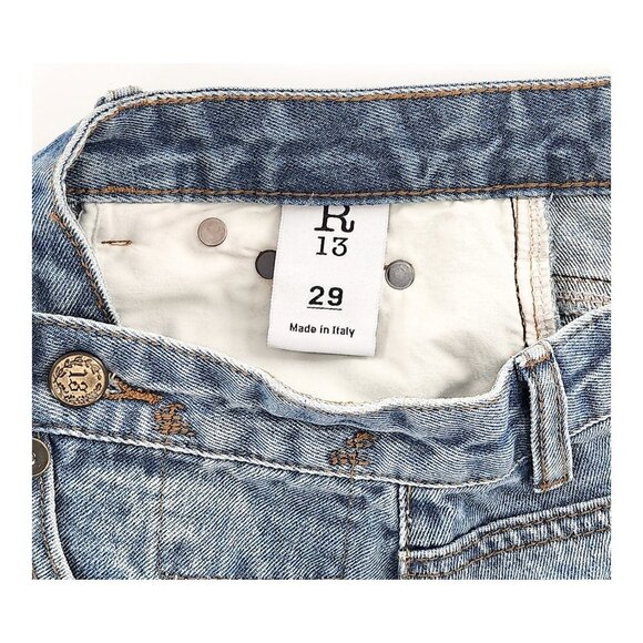 R13 NWT Boy Skinny Ripped Distressed Irregular Hem Denim Skirt - Picture 12 of 14